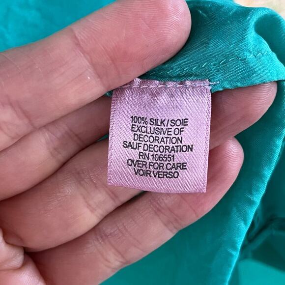 Calypso St Barth Women's Seafoam Green Beaded 100% Silk Blouse Size 0 - Picture 7 of 7